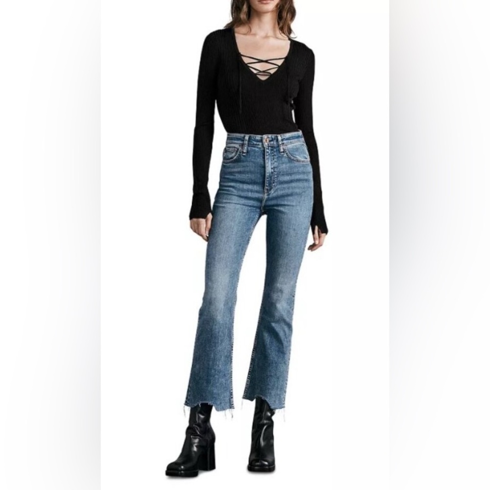 rag & bone Size 25 Casey High Rise Ankle Flared Leg Jeans in Pebbles